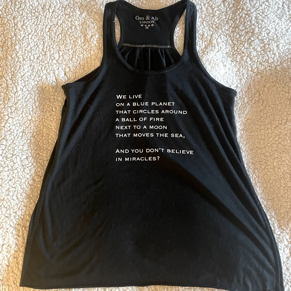 OM & AH London - ‘Miracles’ BLACK Tank Top (great condition!) size M